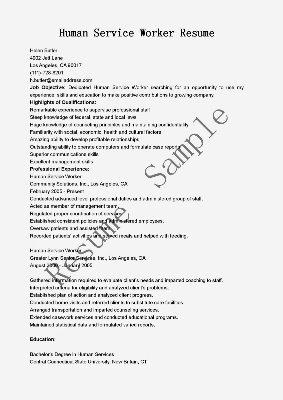 Sample Resume for Human Services Position Resume Samples Human Service Worker Resume Sample