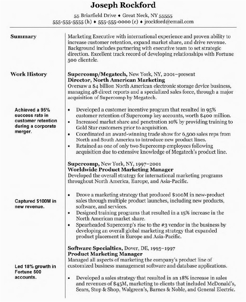 resume for marketing director