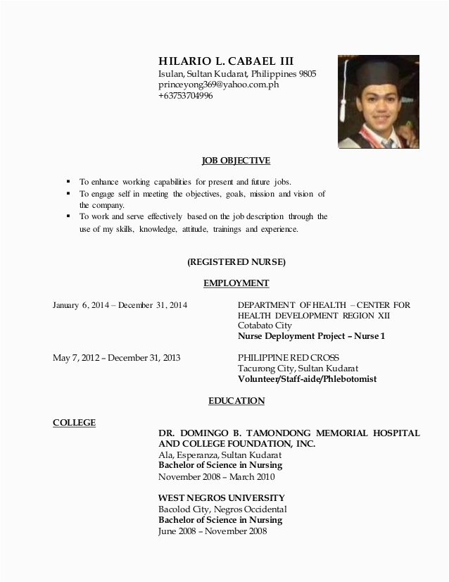 Sample Resume for Nurses with Experience In the Philippines Resume Registered Nurse