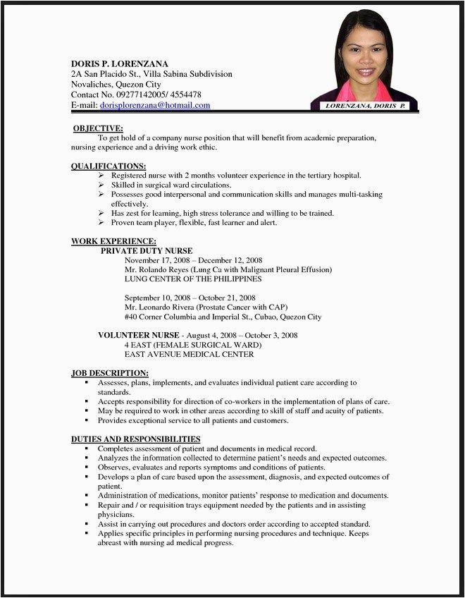 sample resume nurse philippines
