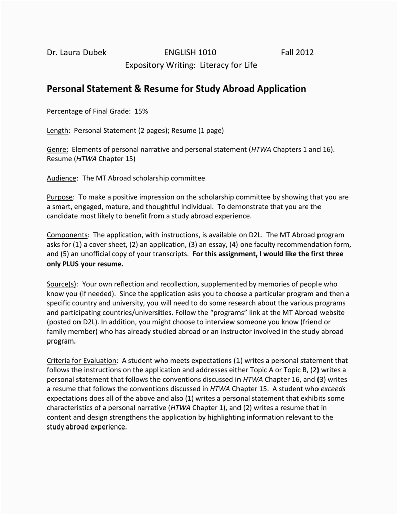 personal statement andamp; resume for study abroad applicat