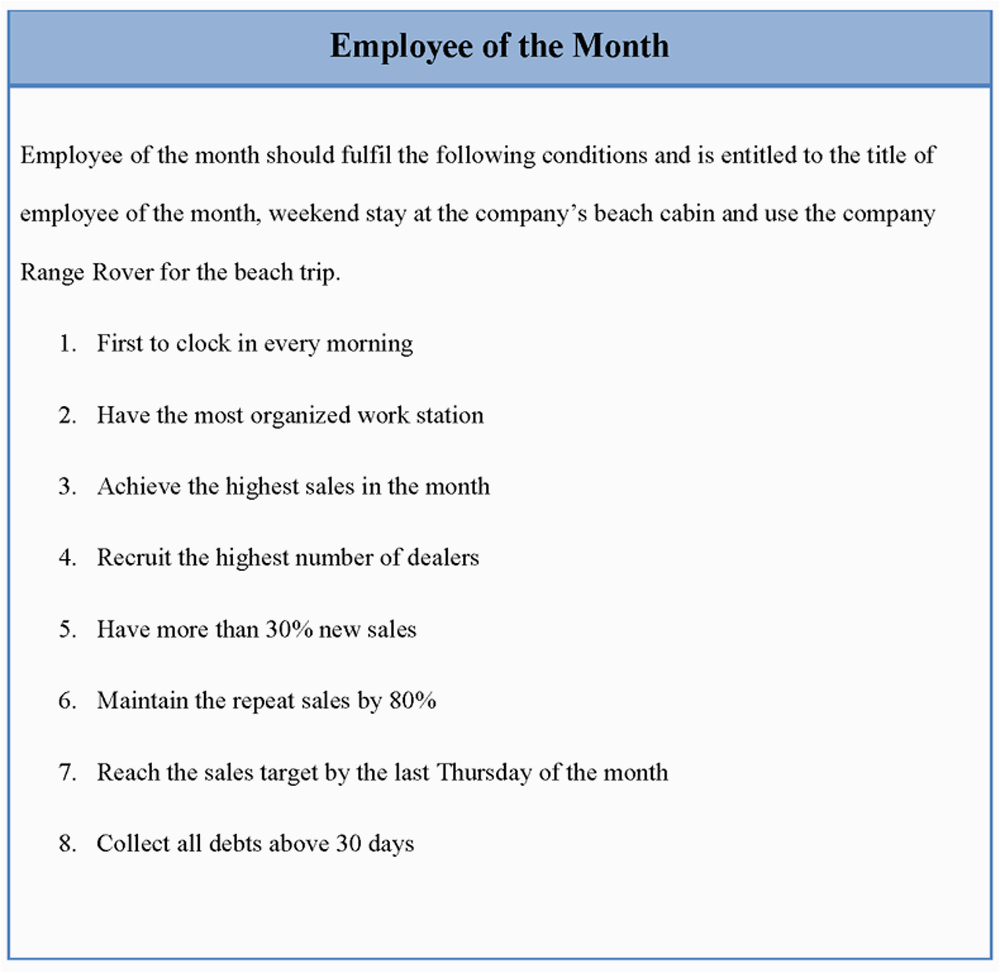 employee of the month template