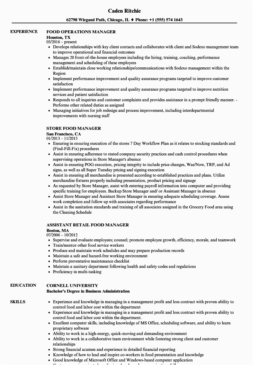 Fast Food assistant Manager Resume Sample Fast Food Manager Resume Examples Best Resume Examples