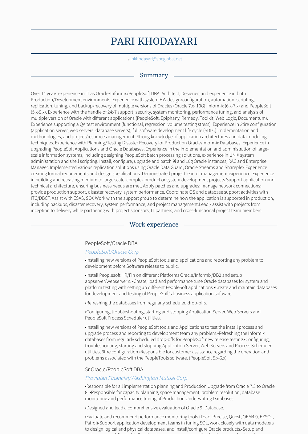 Oracle Dba Sample Resume for 2 Years Experience oracle Dba Resume Samples and Templates