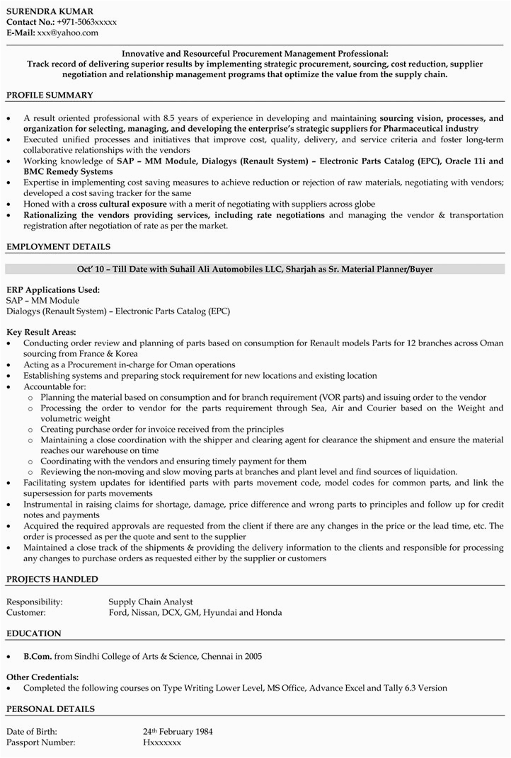purchase manager resume sample