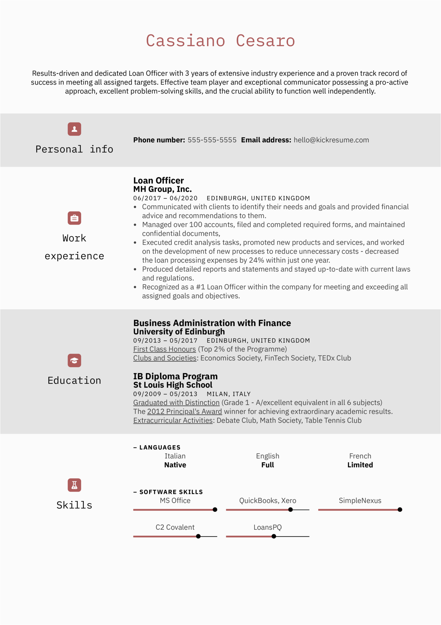 Sample Resume for Auto Loan Officer Professional Loan Ficer Resume Example