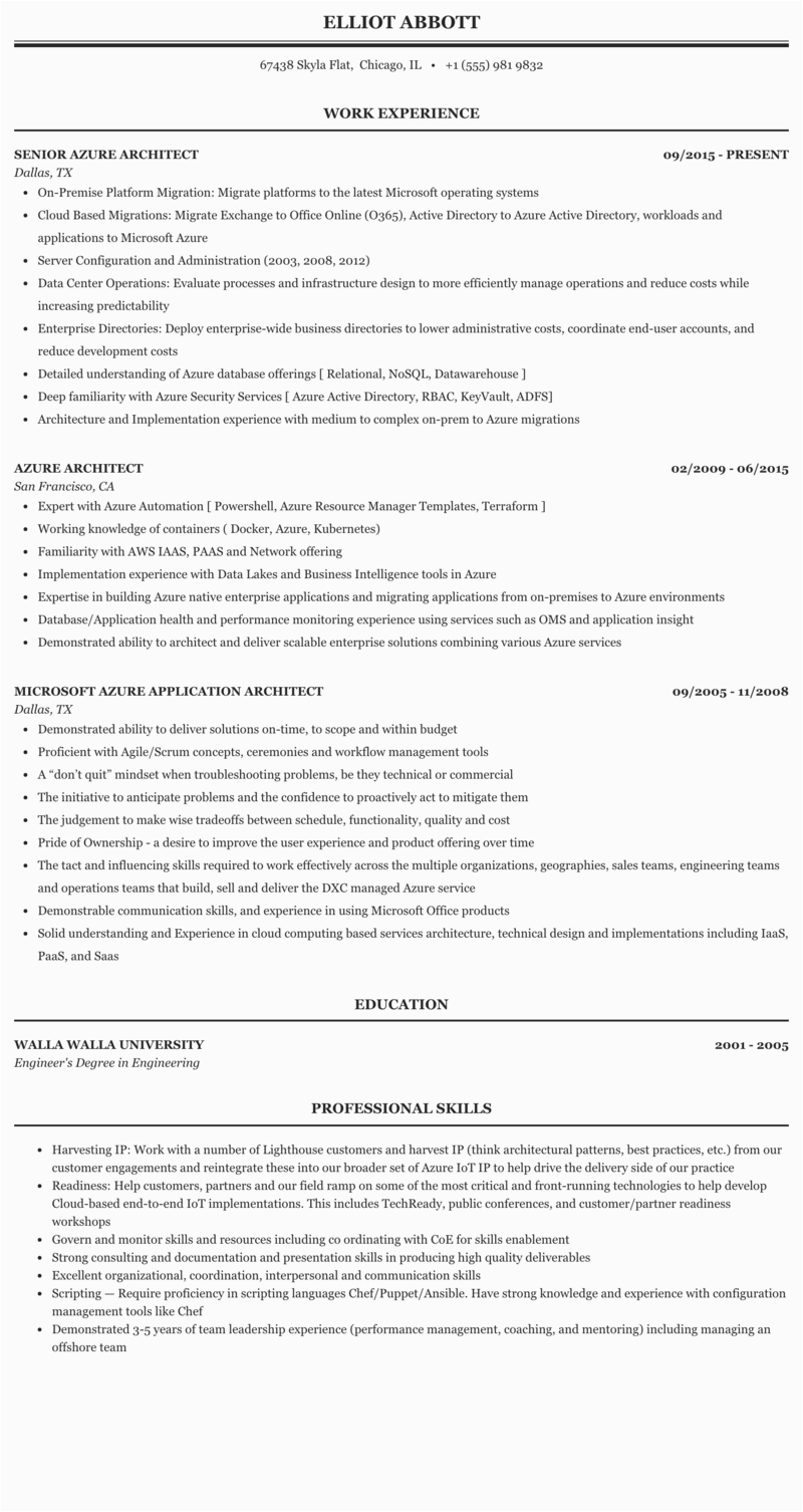 sample resume for aws solution
