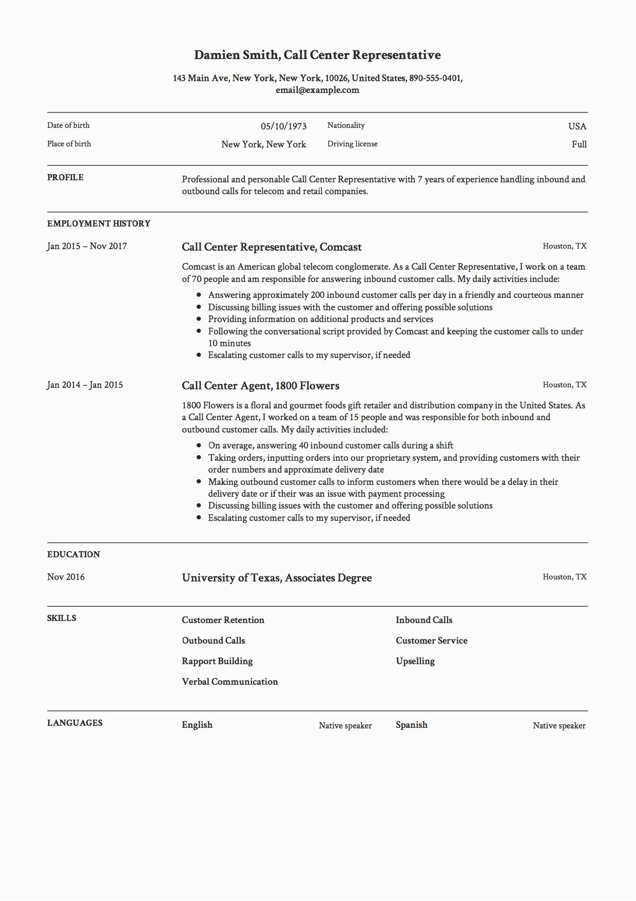 sample resume for first time job
