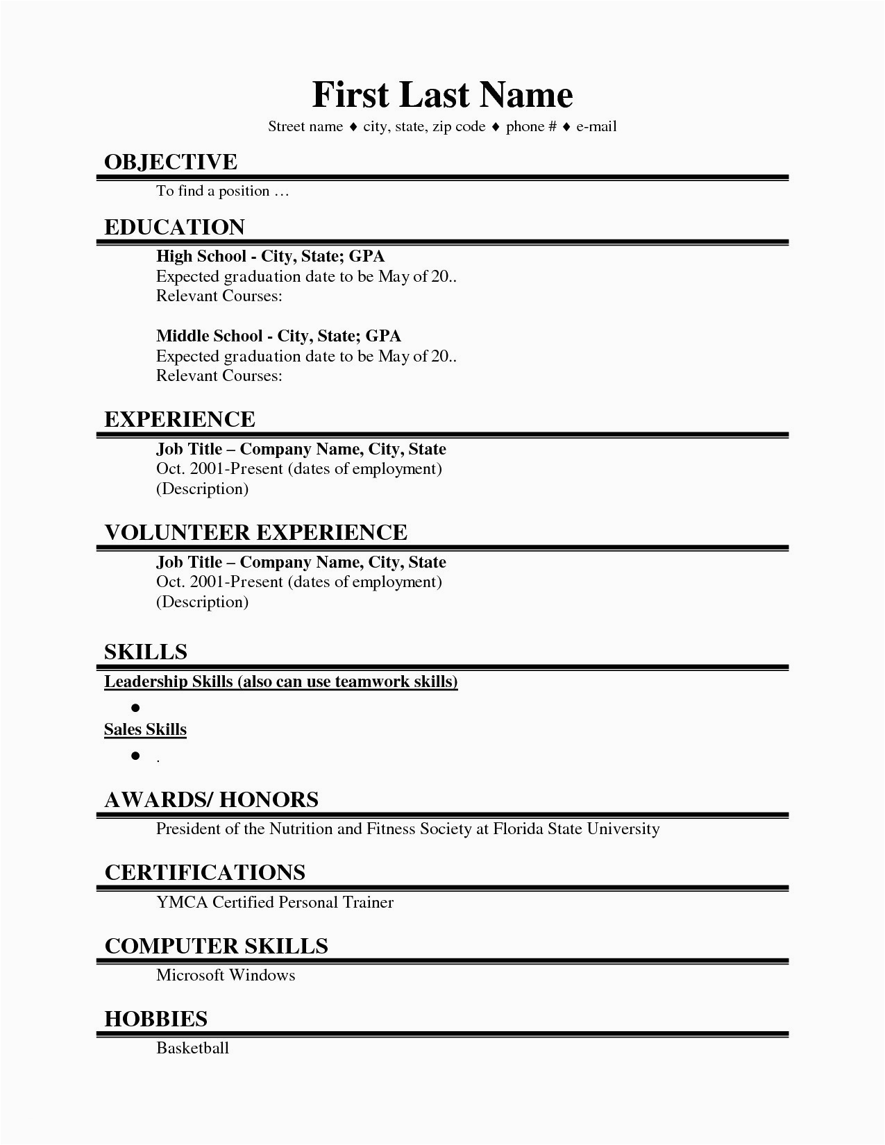 11 12 college resume samples for high school senior