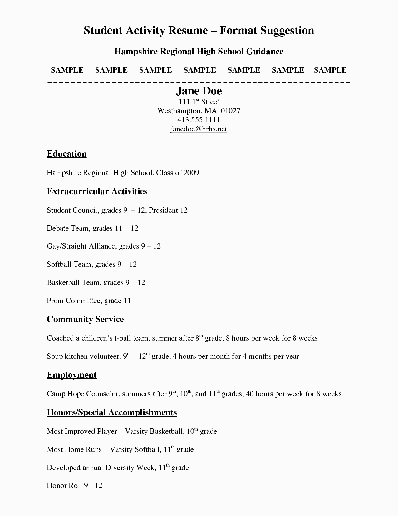 Sample Resume for High School Senior 11 12 College Resume Samples for High School Senior