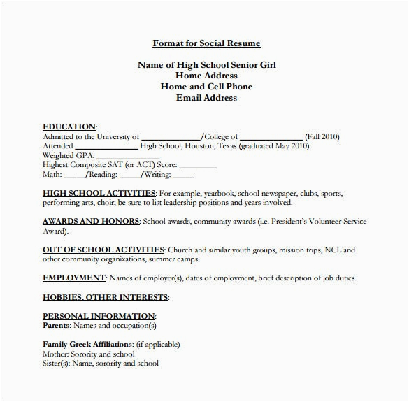 high school resume