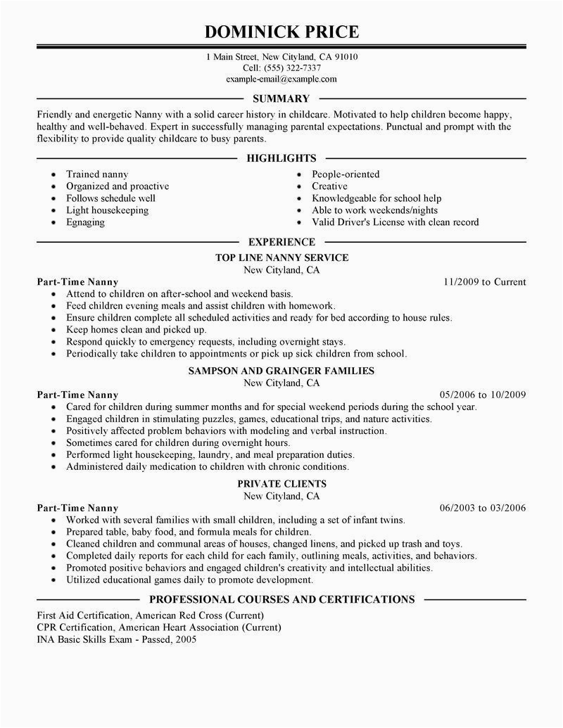 Sample Resume for Part Time Job In Canada Part Time Job Resume Student In Canada Perfect Resume