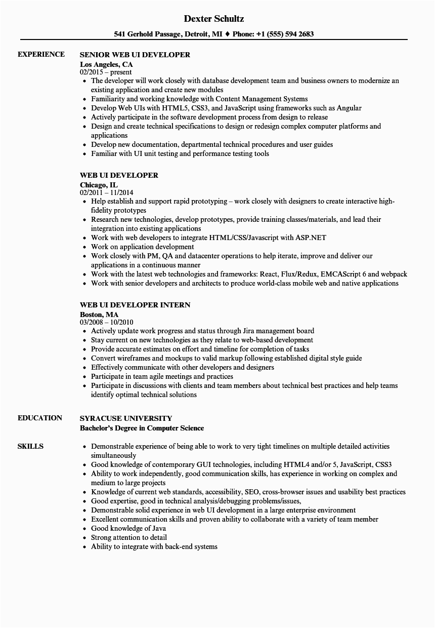 two years experience resume sample