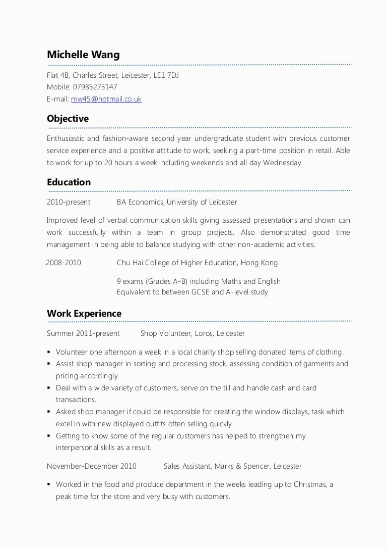 Uk Part Time Jobs Resume Samples Example Part Time Cv