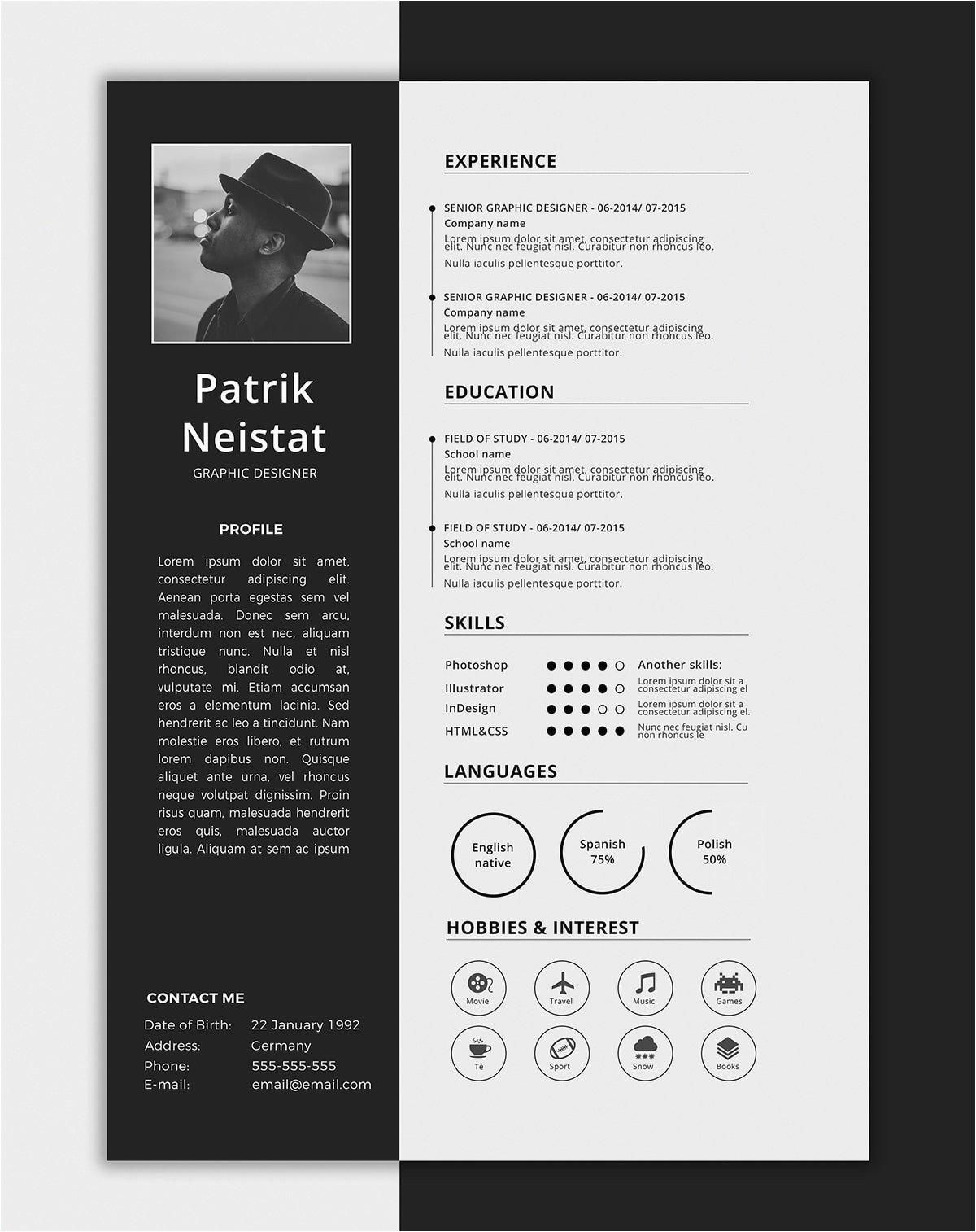 photoshop illustrator indesign resume templates