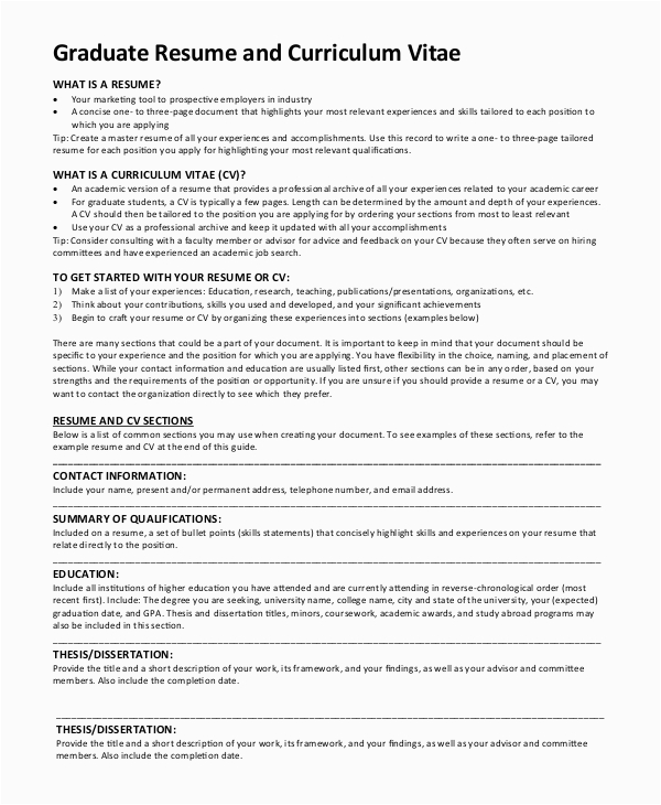 student sample cv for graduate school