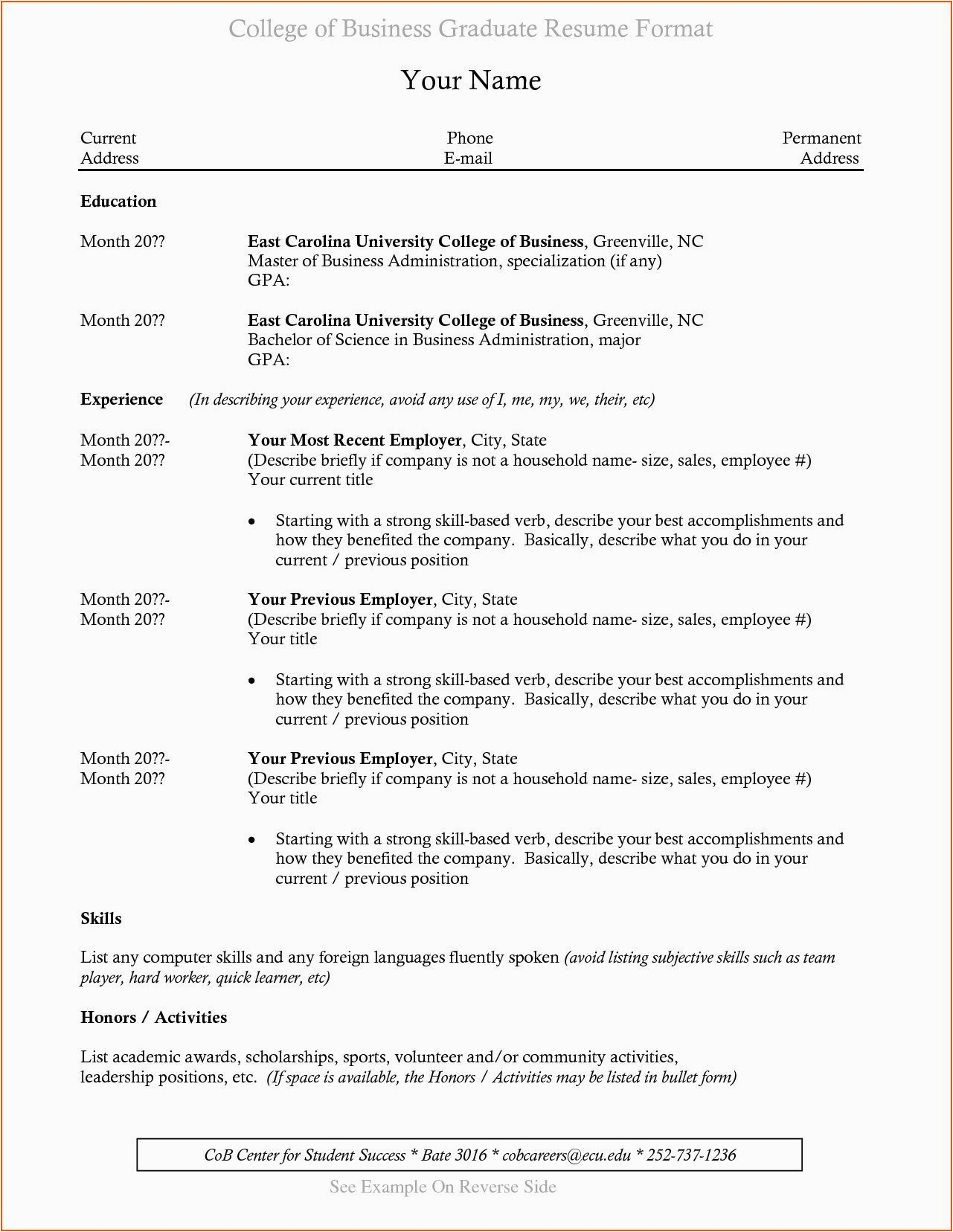 cv sample for fresh graduate doc