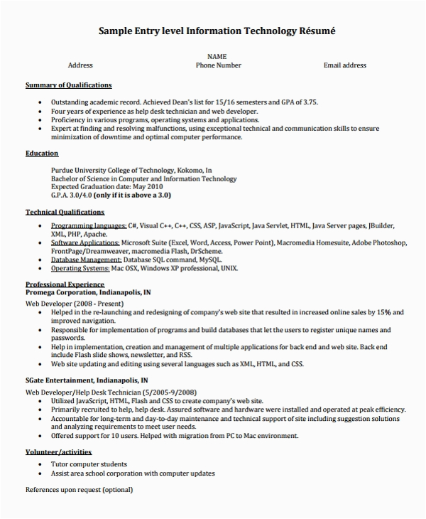 college graduate resume