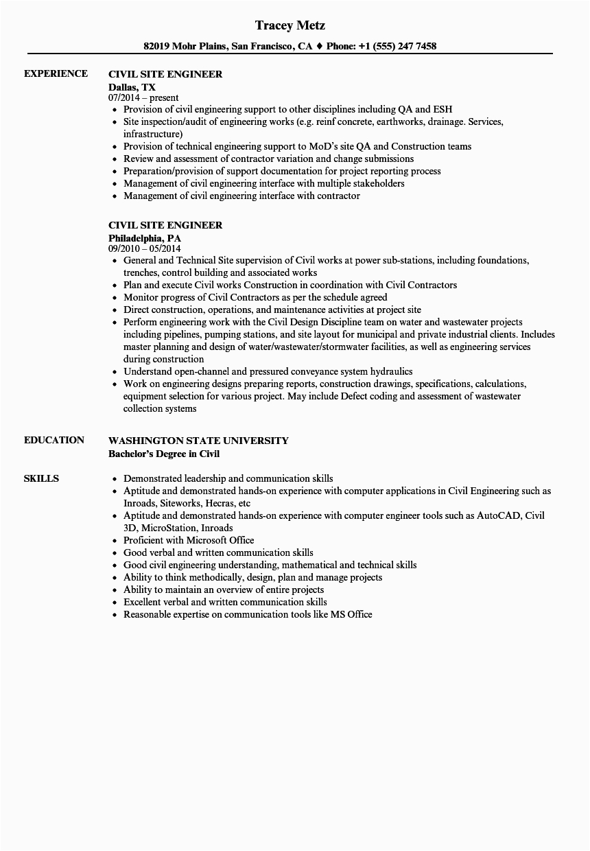 civil engineering resume