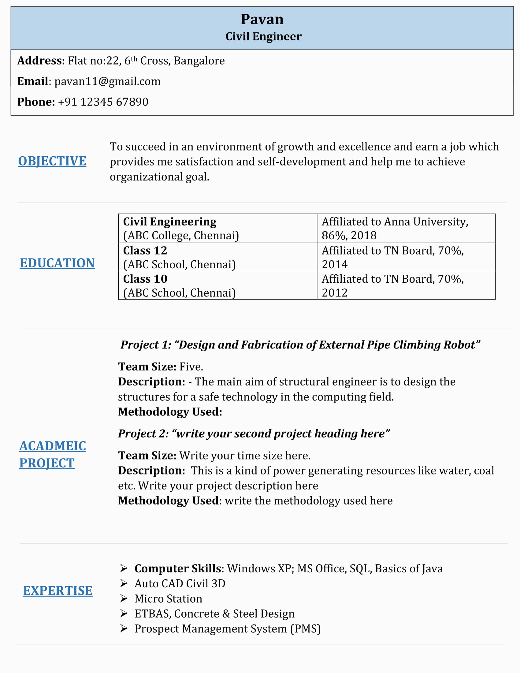 Civil Engineering Resume Samples for Freshers Pdf Fresher Civil Engineering Resume Template 2 – Samavabudh