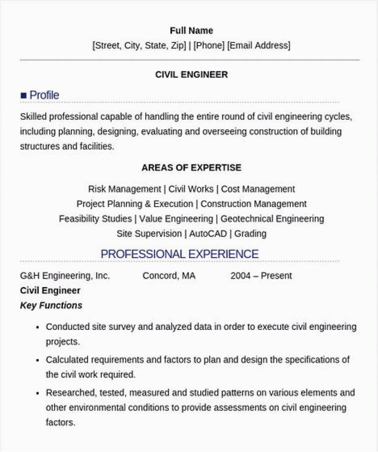 necessary keys civil engineering resume