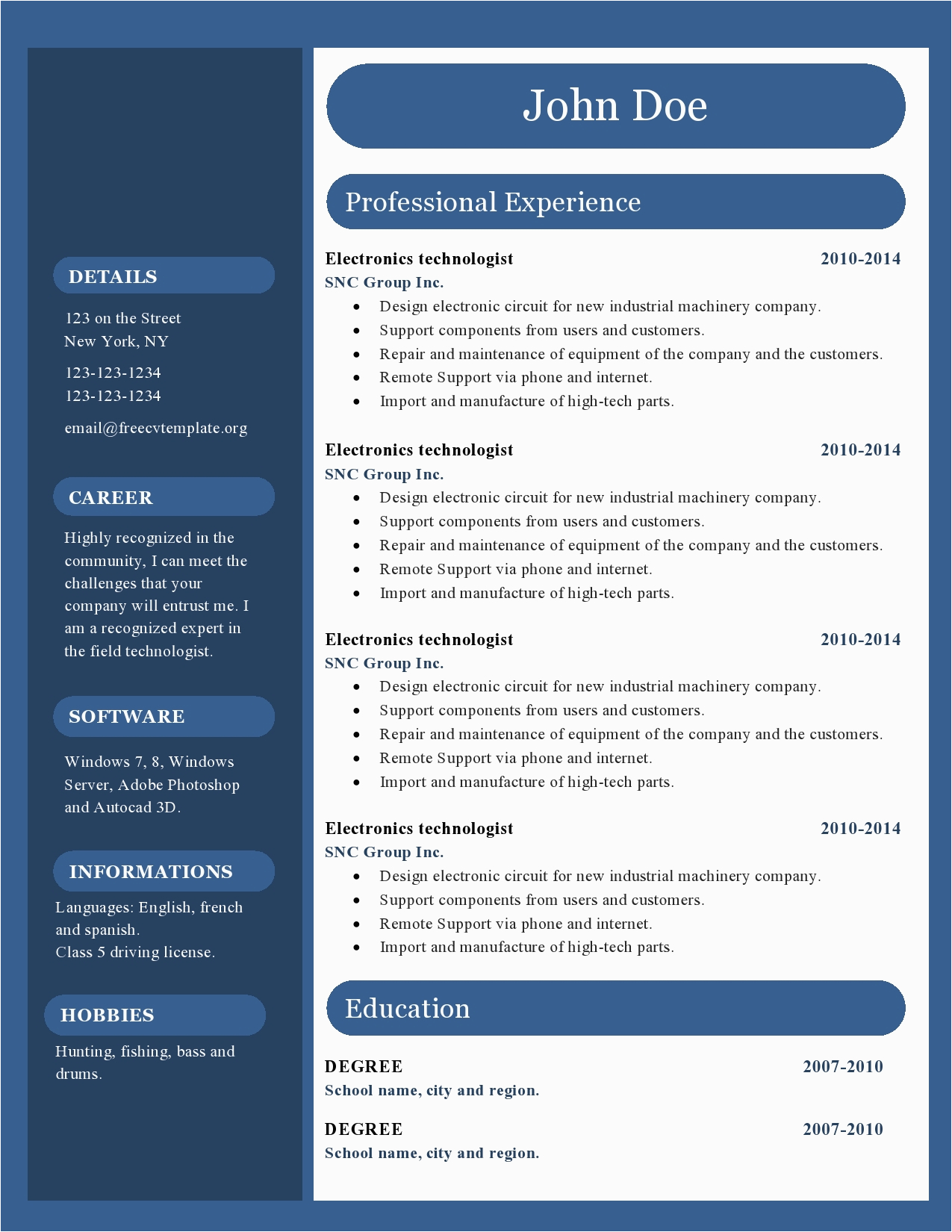 free cv resume templates 417 to 422