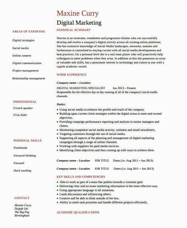 free marketing resume template