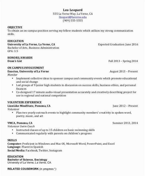 39 college student resume