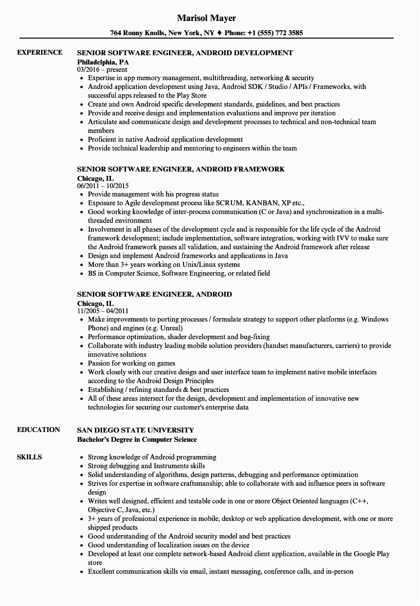 senior software engineer resume template