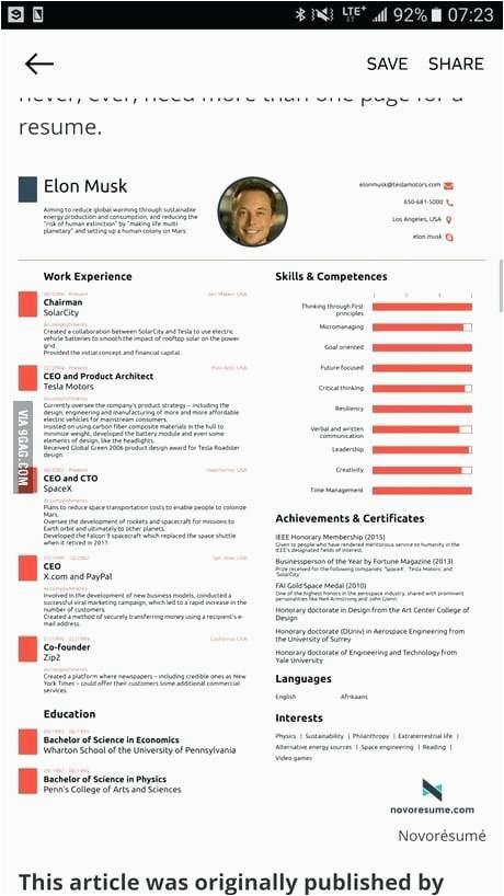 elon musk resume template free