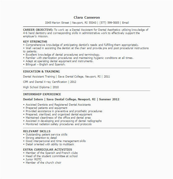 dental assistant resume