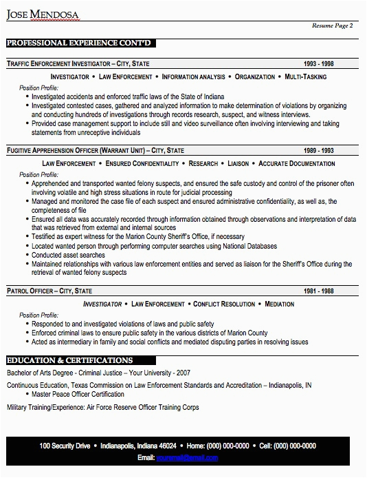 law enforcement resume sample