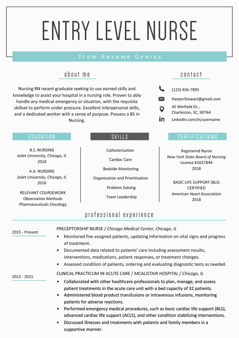 nursing entry level resume example