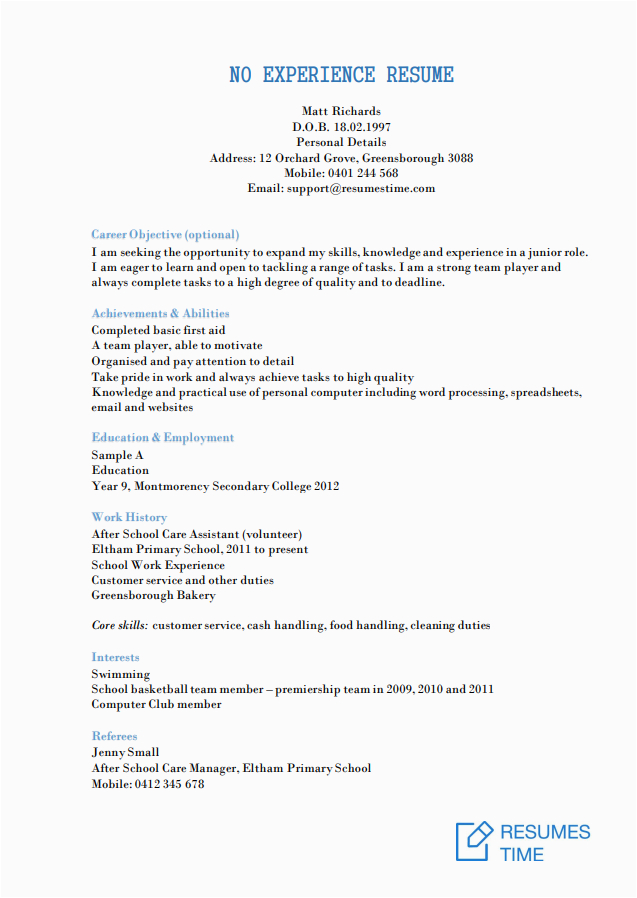 entry level resume samples