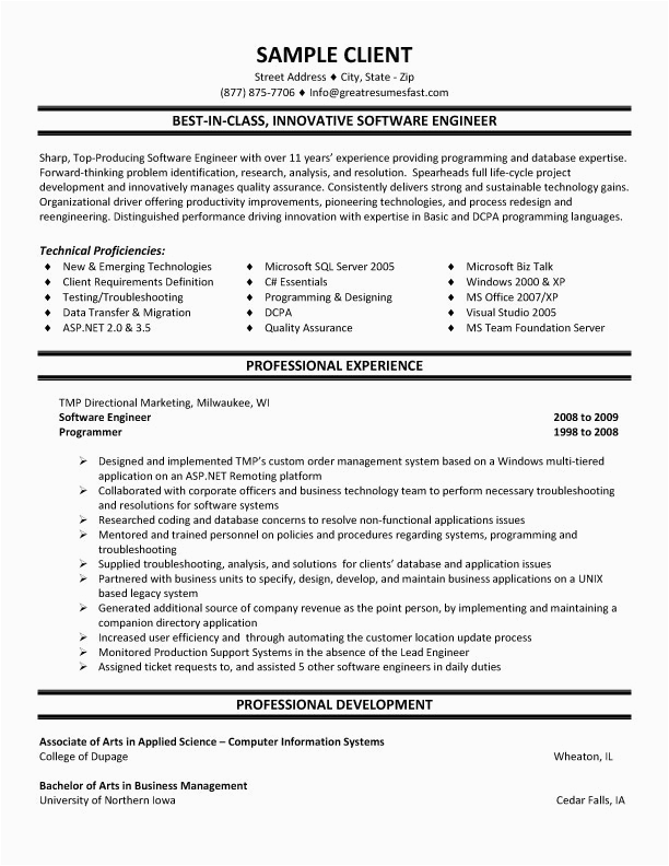 entry level software engineer resume