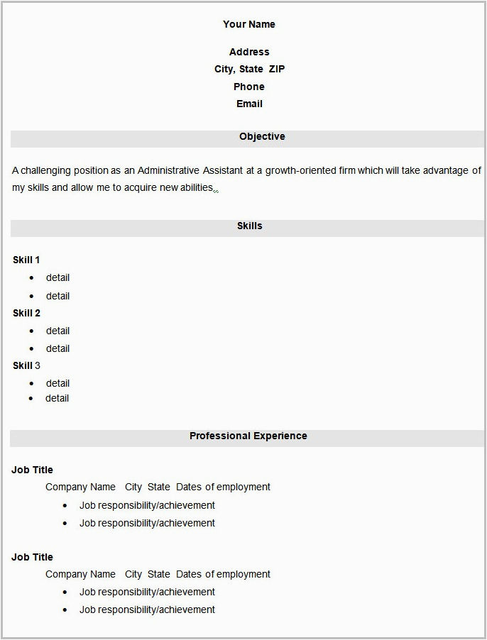 fill in the blank functional resume template