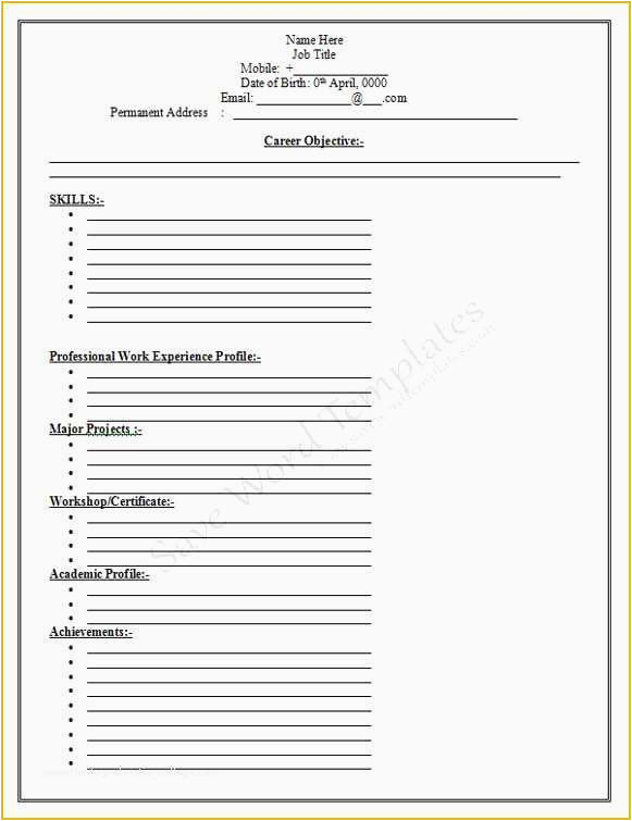 free printable fill in the blank resume templates of blank resume template pdf
