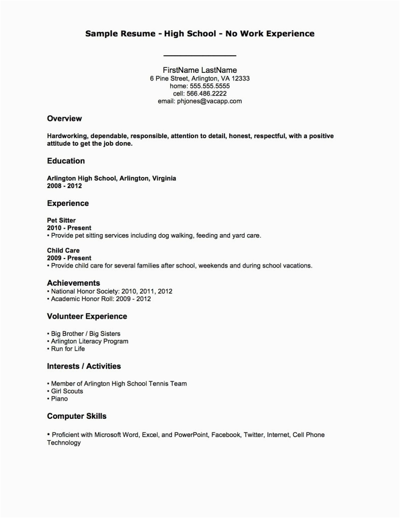 high school student resume with no work experience 3577