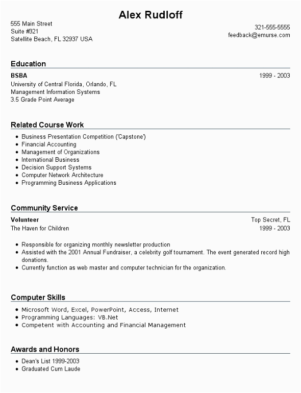 resume for first job no experience