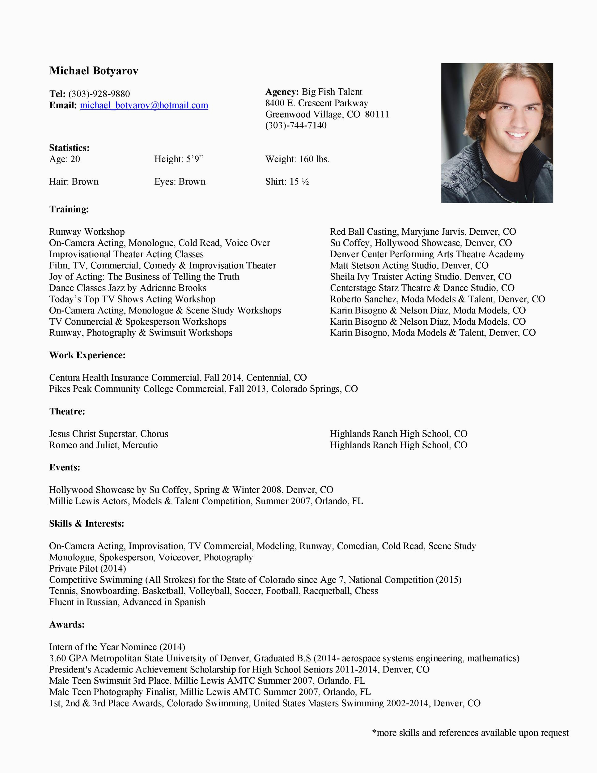 acting resume templates