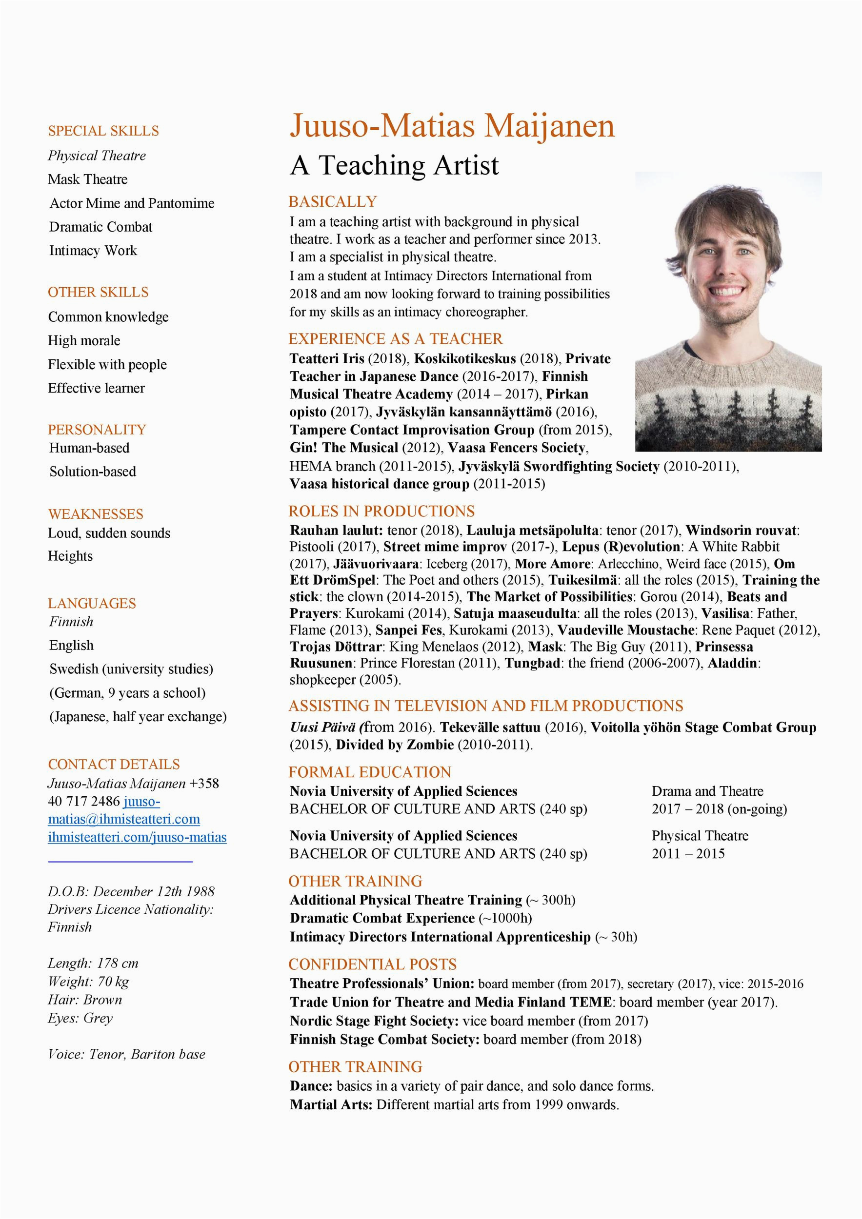 acting resume templates