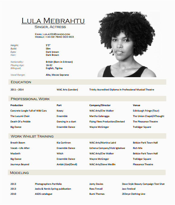 acting resume template