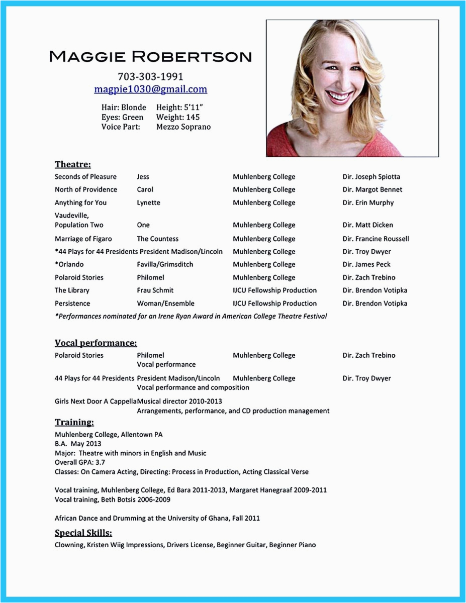 outstanding acting resume sample to job soon