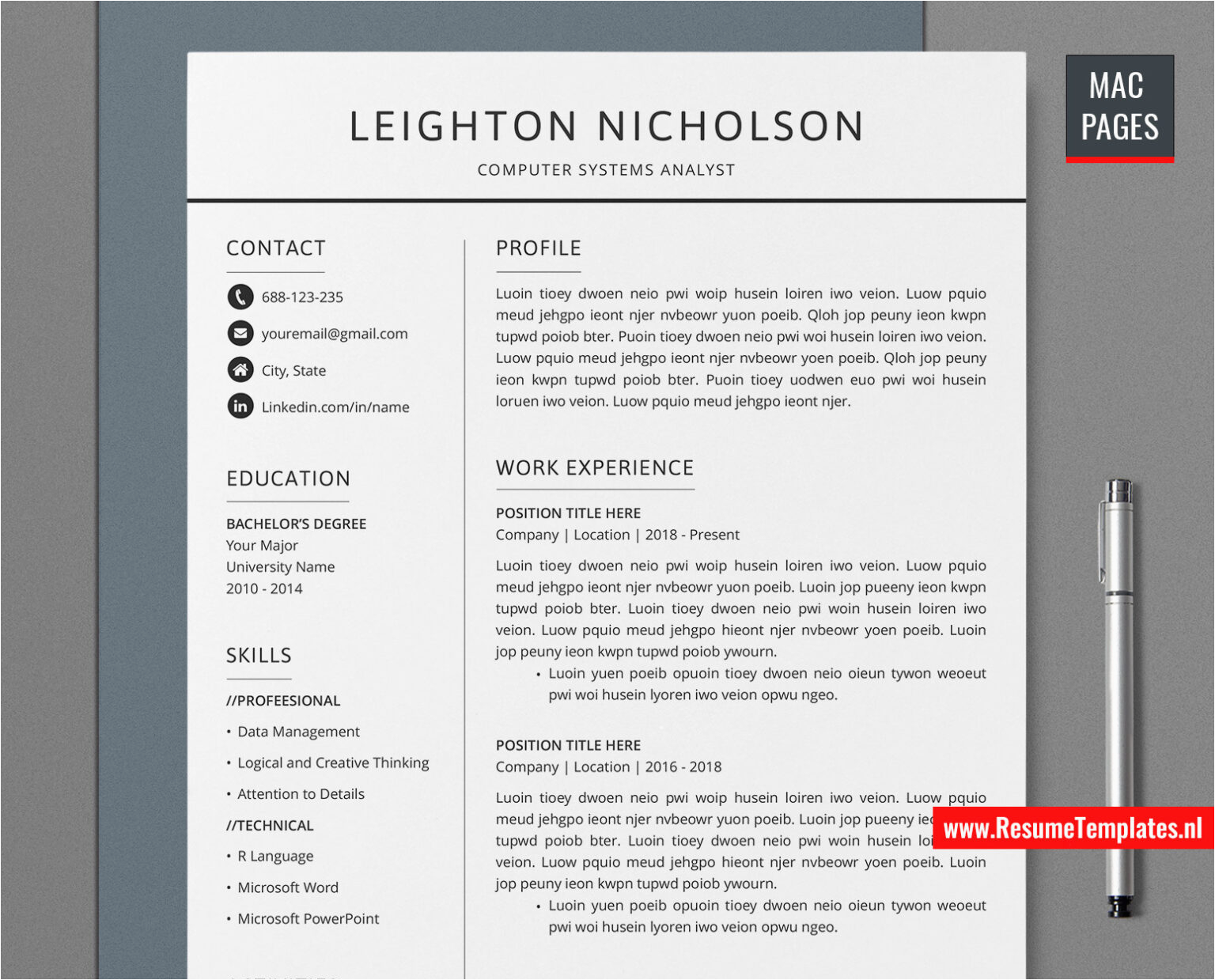 professional resume template for mac pages modern cv template curriculum vitae creative resume simple resume editable resume job winning resume template for mac rtnl 24