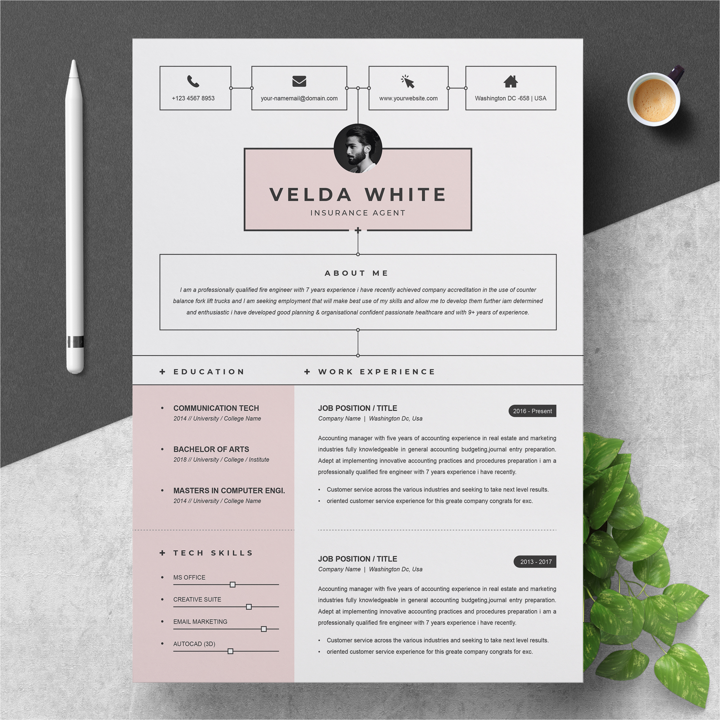 resume template creative resume template for word and apple pages