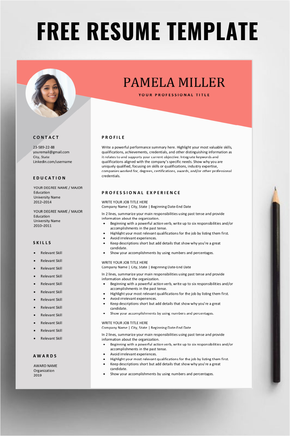 Free Download Resume Template with Picture Free Resume Template