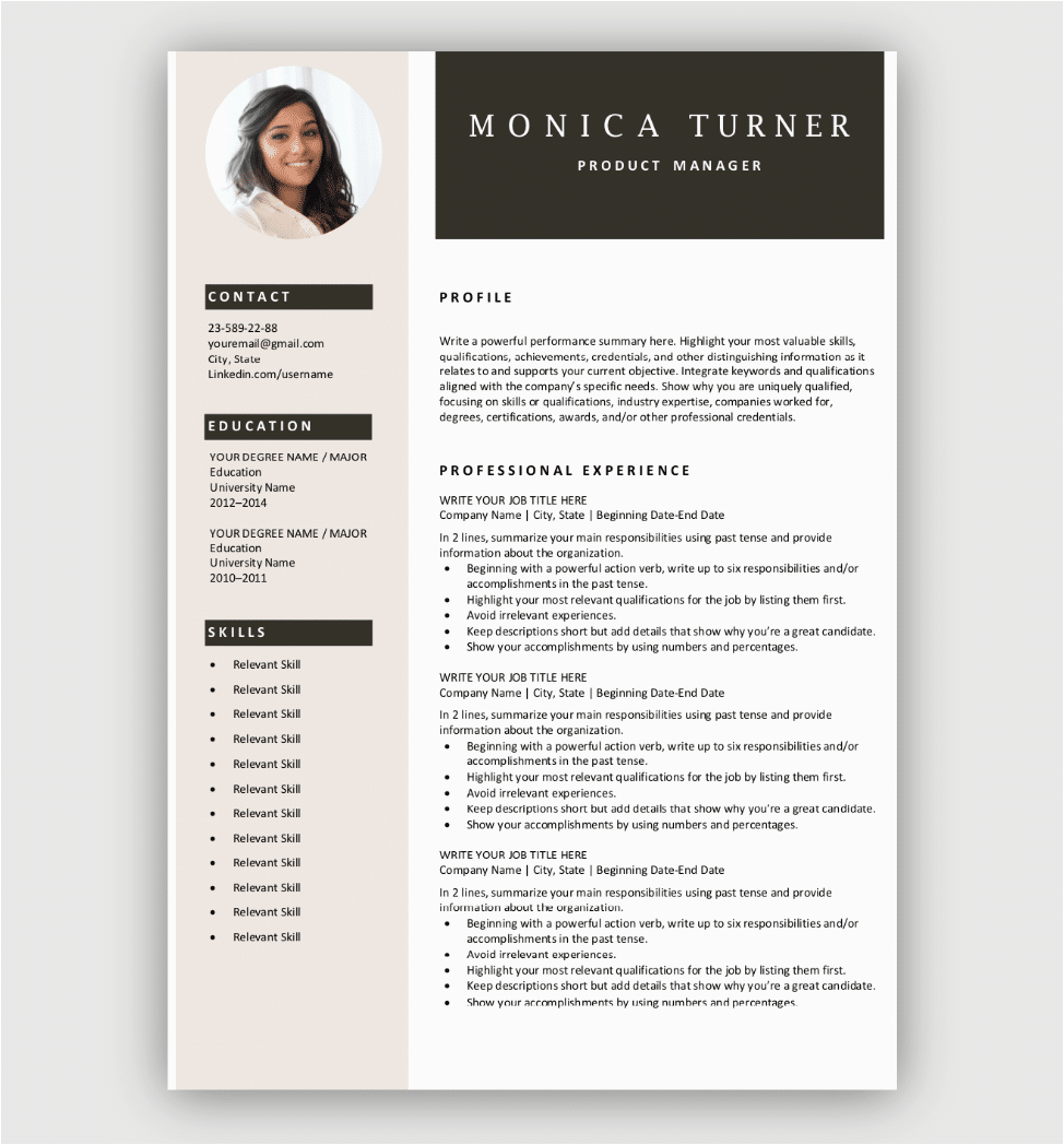 free professional resume gold