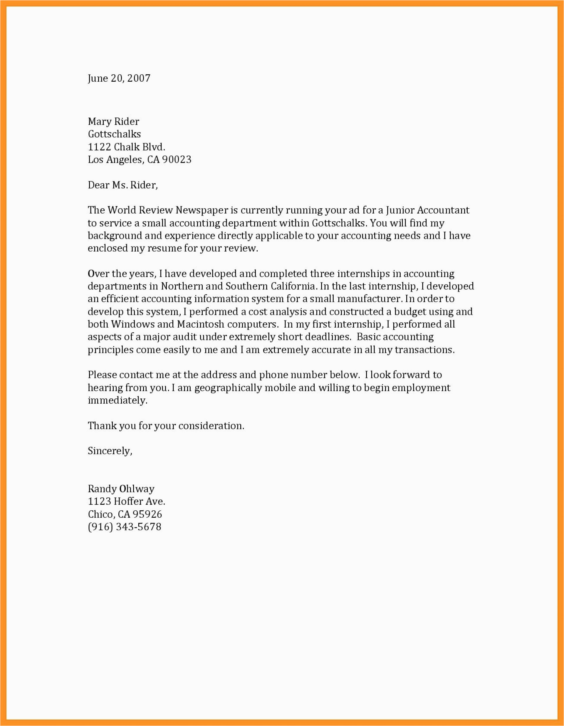 general resume cover letter template