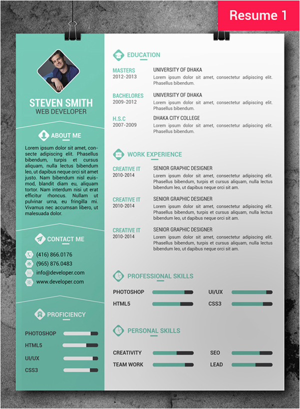 free cv resume psd templates