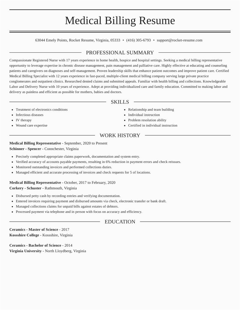 medical billing representative occupation resumes templates and ideas